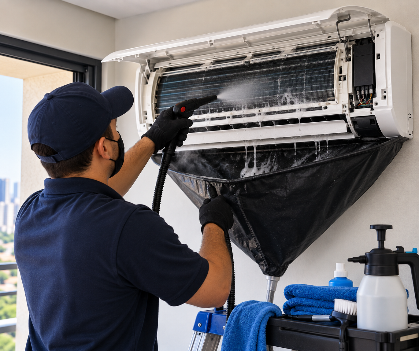 Limpeza e higienização de ar condicionado
